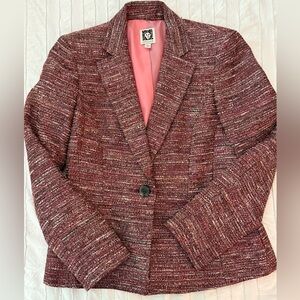 Anne Klein Women's Tweed Blazer - Pink Size 6